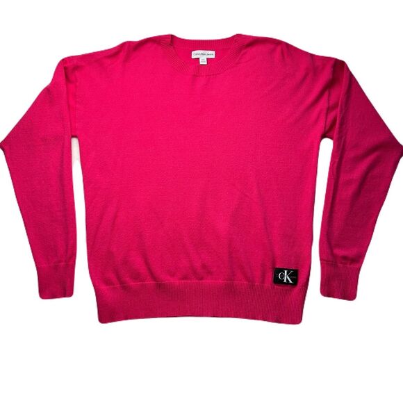 Calvin Klein Womens S Pullover Long Sleeve Round Neck Sweater Hot Pink So Soft - Picture 1 of 7